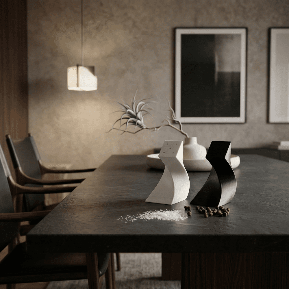 Duo Salière et Poivrier Design Noir & Blanc