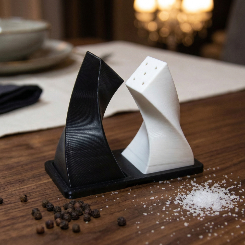 salière et poivrier ecomii sur une table noir en granite