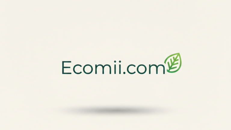 Ecomii.com survolant avec une feuille vert sur la droite