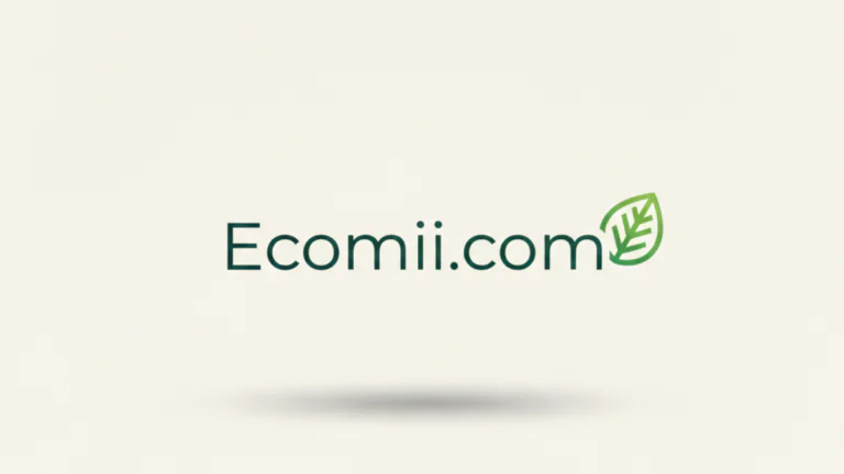 Ecomii.com survolant avec une feuille vert sur la droite
