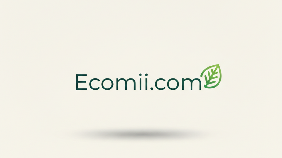 Ecomii.com survolant avec une feuille vert sur la droite