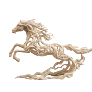 Sculpture cheval design blanc mat, décoration contemporaine luxe fabriquée en France - Ecomii