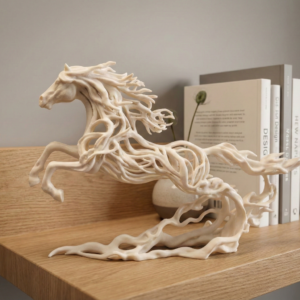 Sculpture cheval design blanc mat, décoration contemporaine luxe fabriquée en France - Ecomii