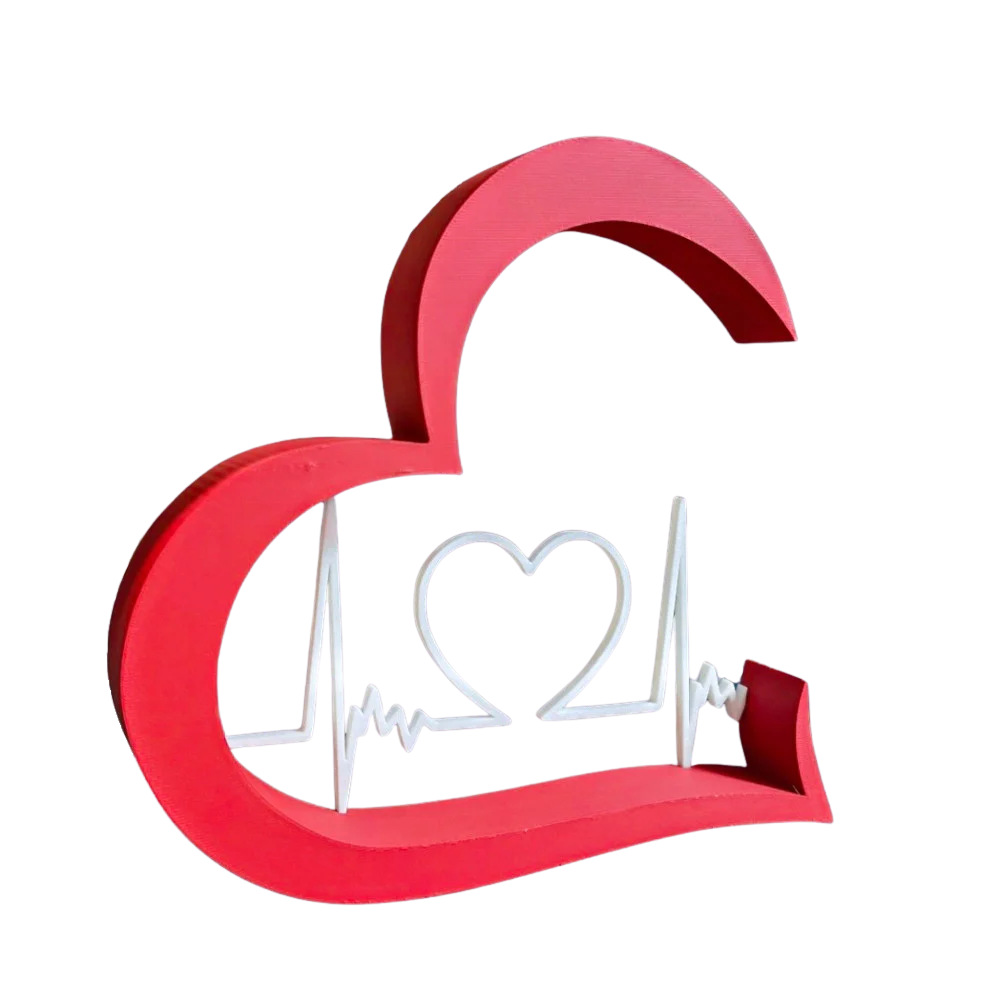 coeur rouge avec une onde battement cardiaque a l'interieur