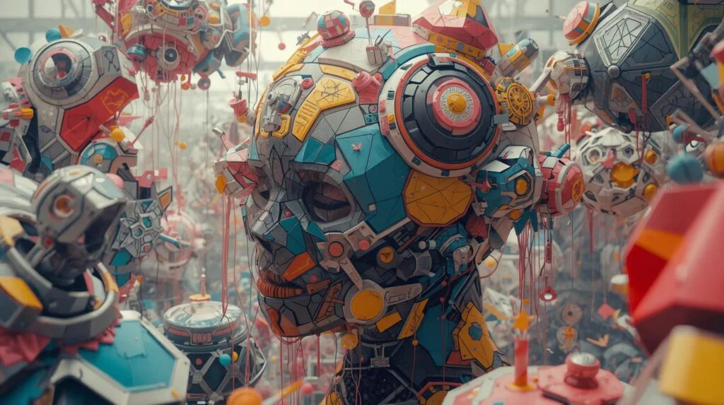 L’artisanat de demain, hyper realiste, geometric and colorful futurist sculture (1)