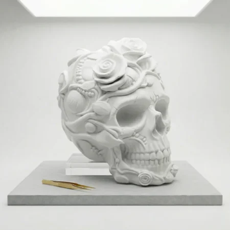 Crâne décoratif floral blanc – L’Éternelle — vue 2